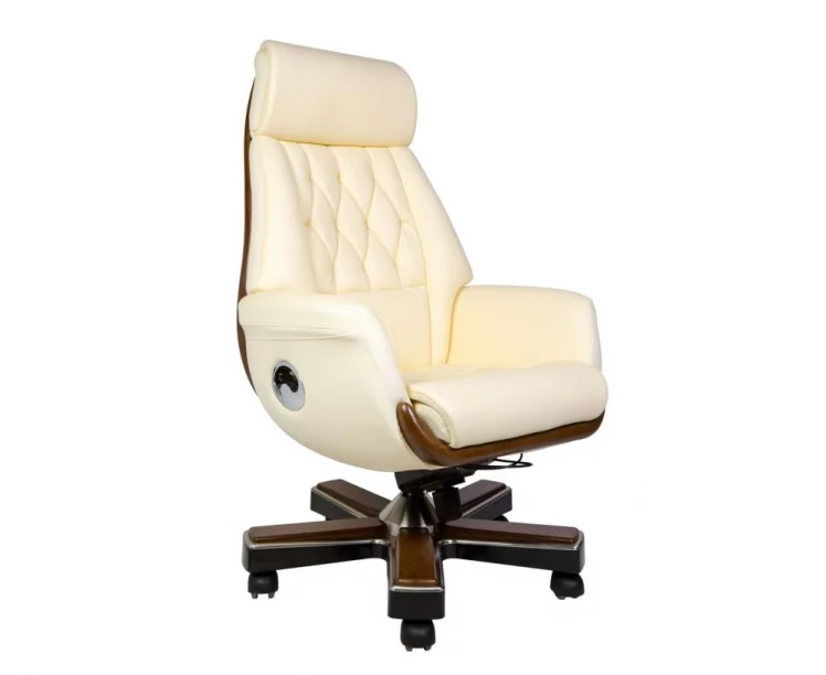 Кресло руководителя Трон кожа Слоновая кость_0