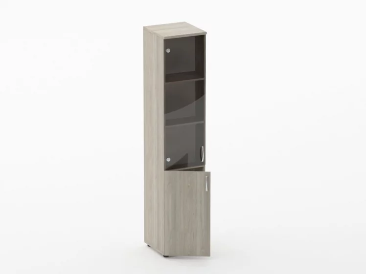 Шкаф высокий со стеклом Glassy 6.19.15Л Дуб сантана светлый_1