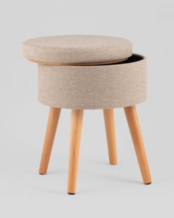 Пуф с ящиком Store Woody рогожка бежевая_0