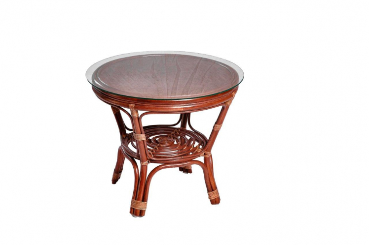 Стол Багама круглый с плетеной столешницей Bahama2 молочный шоколад_0