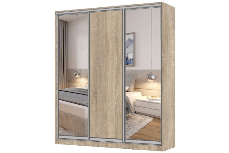 Шкаф-купе 3-х дверный Виктория 2000х584х2300, Дуб сонома светлый 20ДЗДЛДЗ-ПППШ-Дсс 310-2503_0