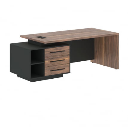 Стол руководителя левый VELION VENEER VRCT 2190 L Американский орех Яшма черная_0