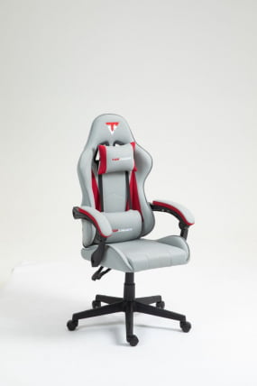 Кресло спортивное TopChairs Phantom ткань серо-красный_0