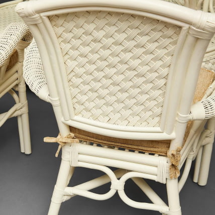 Комплект обеденный ANDREA GRAND (стол со стеклом+6 кресел+ подушки) TCH White (белый), Ткань рубчик, цвет кремовый_28