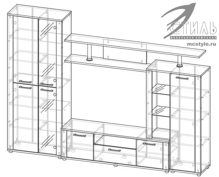 Гостиная Соло 10А Венге/Дуб сонома_5