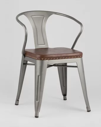 Стул TOLIX ARMS SOFT с подлокотниками Серебристый_1