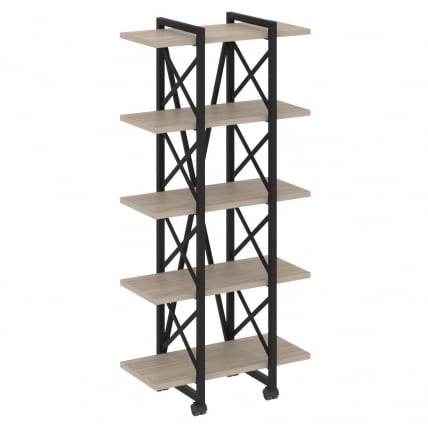 Стеллаж на колесных опорах - 5 полок LOFT VR.L-MST.K-5.4V Металл черный Дуб Аттик_0