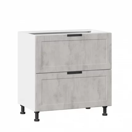 Тумба кухонная 800 с 2 ящиками ЛЮКС (4) Джамис ЛД 296.920.000.039 Белый Белый камень_0