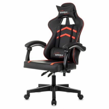 Кресло компьютерное BRABIX Shooter GM-123, 2 подушки, экокожа, черное/красное_4