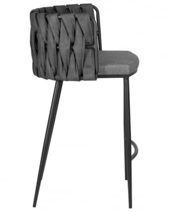 Стул барный DOBRIN AMELIA (серая ткань (F-48), темно-серый винтажный PU (MF-12)) 4 шт_3