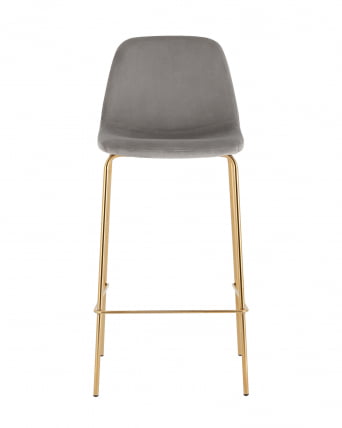 Стул барный Валенсия SN золотые ножки велюр Серый_1