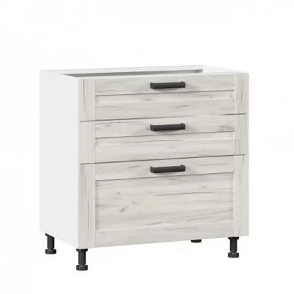 Тумба кухонная 800 с 3 ящиками ЛЮКС (4) Тип 1 Винченца ЛД 234.930.000.024 Белый Дуб Крафт белый_0