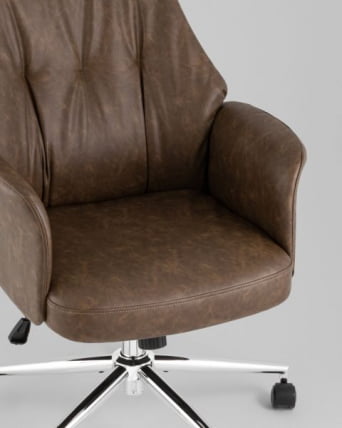 Кресло офисное TopChairs Neoma коричневый экокожа_5