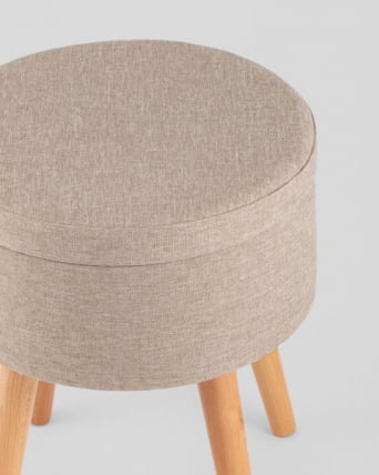 Пуф с ящиком Store Woody рогожка бежевая_3