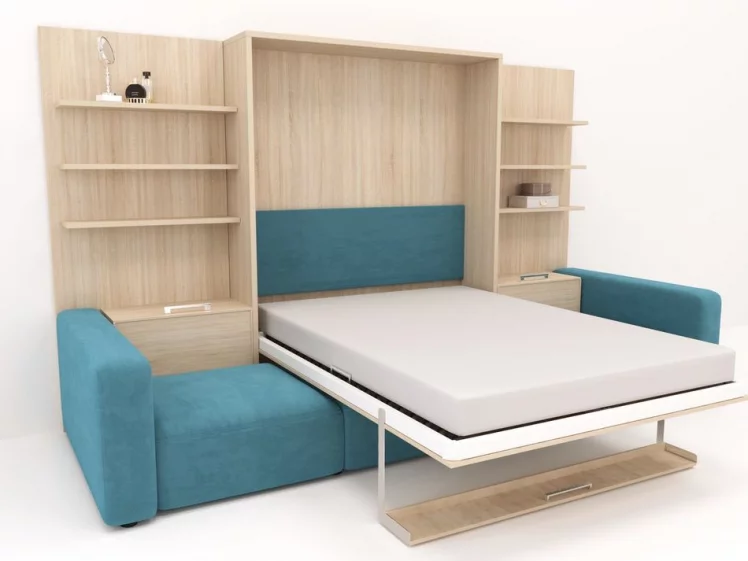 Диван кровать трансформер Смарт 1 П+КД+П+Пуф 1600 Дуб молочный_1