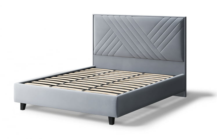 Кровать МИРА 2000*1400мм (на опорах), велюр NEO 25 (серый), (б/основания, б/матраса)_1