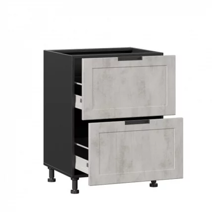 Тумба кухонная 600 с 2 ящиками ЛЮКС (4) Джамис ЛД 296.900.000.079 Черный Белый камень_1