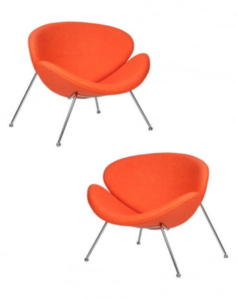 Кресло дизайнерское DOBRIN EMILY (оранжевая ткань AF, хромированная сталь) 2 шт_0