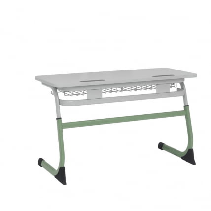 Парта двухместная регулируемая по высоте СМАРТЙ с углом наклона столешницы (рост 3-5) Оливковый/Серый / SMARTY_0