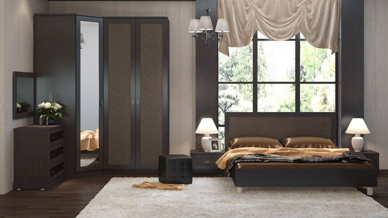 Спальный гарнитур Сакура №01 Венге цаво,Лара темная_0