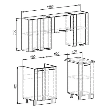 Кухня Диана 4-У фасад Лофт Дуб крафт серый/Дуб крафт белый_1