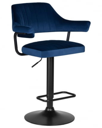 Стул барный DOBRIN CHARLY BLACK (синий велюр (MJ9-117)) 2 шт_1