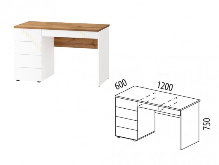 Стол письменный (лев/прав) Монако 903.24 Дуб Вотан / Белый шпон / Альпийский белый_8
