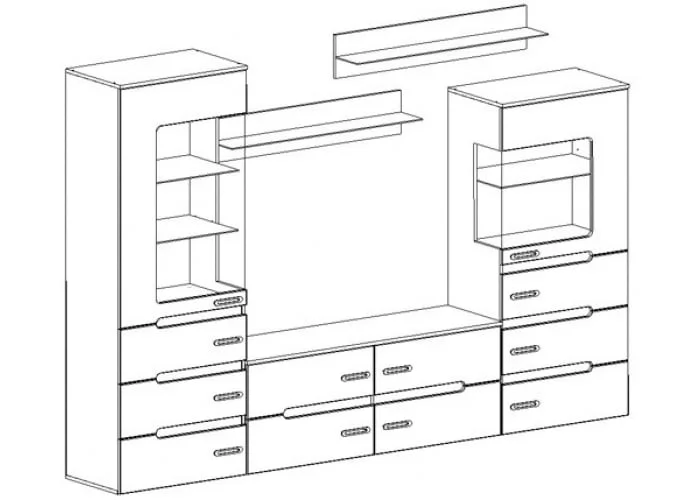 Гостиная Виго со шкафом Венге Белый глянец_5
