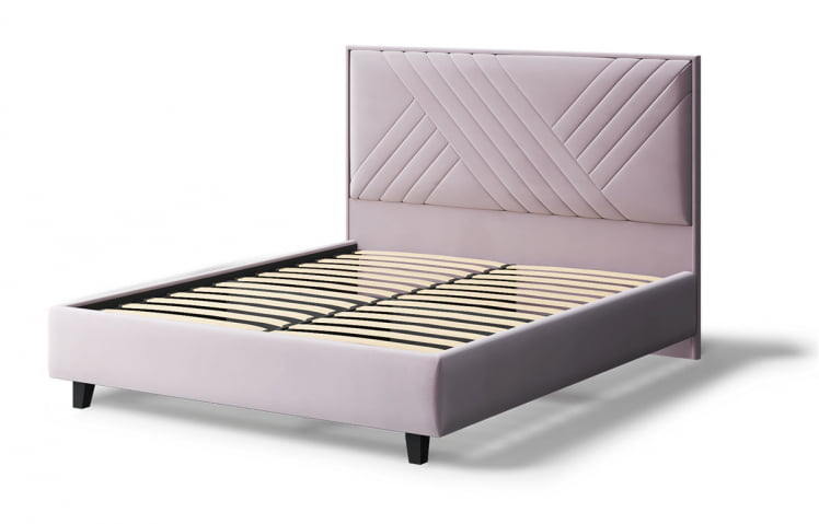 Кровать МИРА 2000*1400мм (на опорах), велюр NEO 15 (лиловый), (б/основания, б/матраса)_1