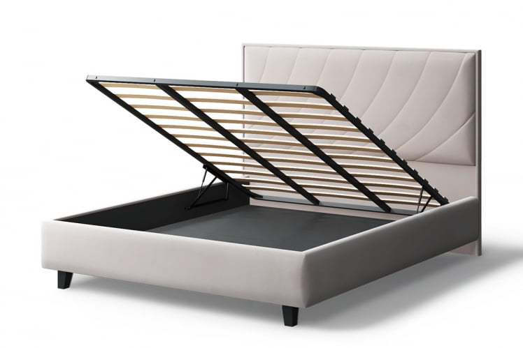 Кровать СОФИЯ 2000*1200мм (на опорах), велюр NEO 02 (бежевый), (б/основания, б/матраса)_3