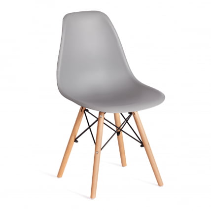 Стул CINDY (EAMES) (mod. 1801) дерево бук/металл/сиденье пластик, 45x51x82 см, Light grey (светло-серый)_0