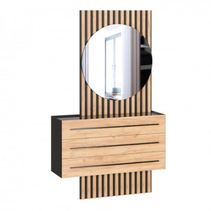 Тумба с зеркалом левая Неаполь ЛД 134.100.000 Черный Дуб Золотой_0