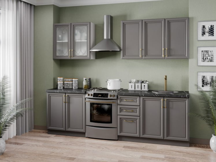 Тумба кухонная 800 Джелатто ЛД 241.060.000.090 Белый Оникс серый_2