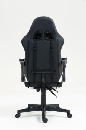 Кресло спортивное TopChairs Prophet с оттоманкой черно-белый_5