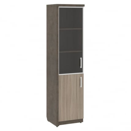 Шкаф узкий комбинированный левый WOOD&STONE СФ-534591 Бетон Чикаго темный Дрифтвуд_0