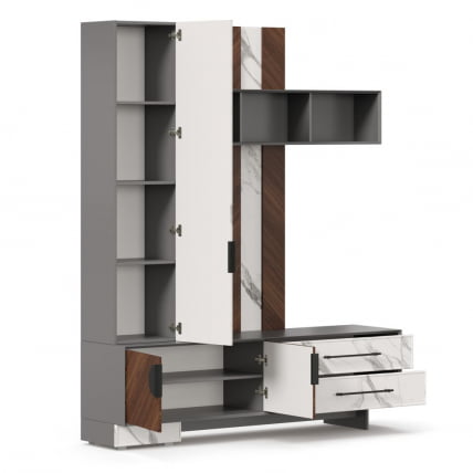 Тумба ТВ комбинированная Вилена ЛД 138.130.000 Оникс Серый/Орех/Монте белый_3