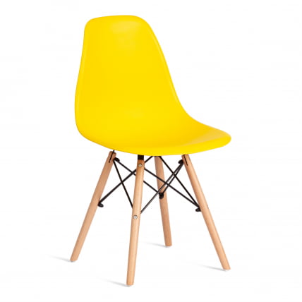Стул CINDY (EAMES) (mod. 1801) дерево бук/металл/сиденье пластик, 45x51x82 см, Yellow (Желтый)_0