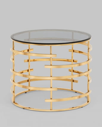 Журнальный столик Инфлюэнс 60*60 стекло smoke сталь Золото_2