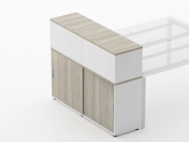 Тумба комбинированная высокая для рабочего модуля Deka 9.04.145 Дуб Сантана светлый/Белый_2