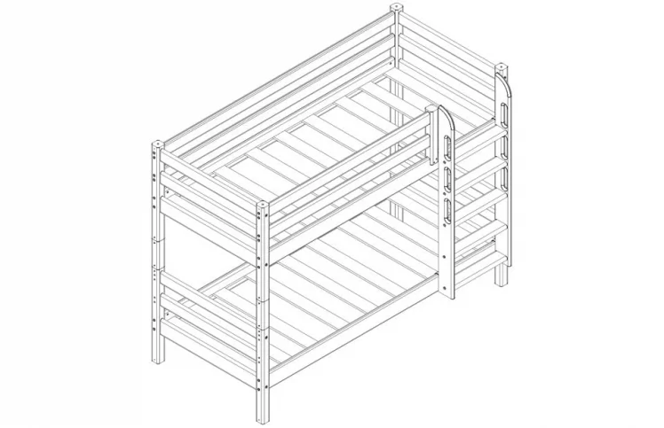 Низкая кровать Соня Вариант 11 с прямой лестницей Белый_1