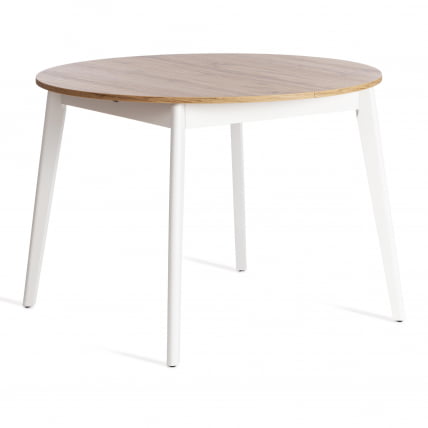 Стол обеденный SVELTO ЛДСП, опора-массив березы, 105 х 105 (140) х 74.5 см, Дуб Вотан/белый_0