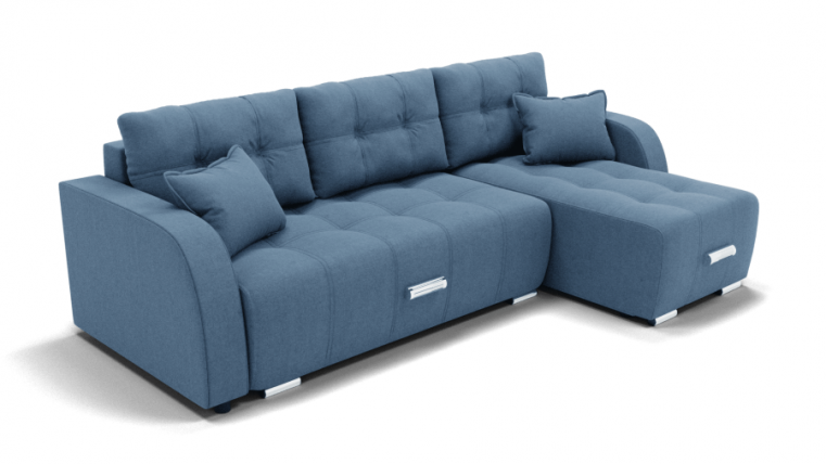 Диван Нью-Йорк-3 угол левый/правый (ЗР) Цвет фасада: Голубой; Тип: Левый/правый; Материал фасада: Металл/Велюр_0