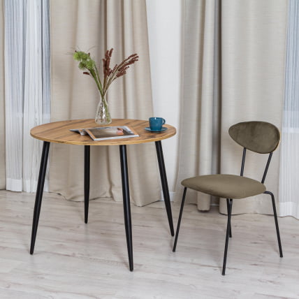 Стол URANUS ЛДСП/металл, 90x90x77 см, Дуб вотан/Черный_5