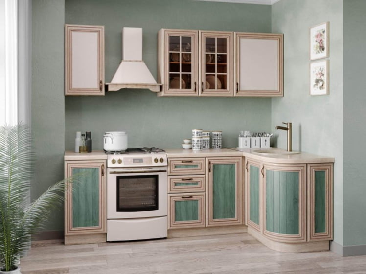 Шкаф кухонный 450 со стеклом Кантри ЛД 235.572.000 Сономе эйч светлая_2