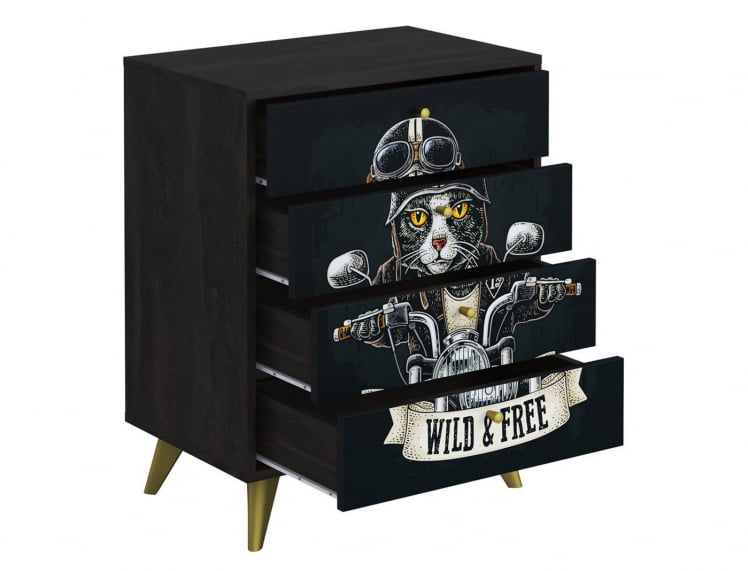 Комод Фьюжн КМ-001 дуб крафт золотой/BIKER CAT_1