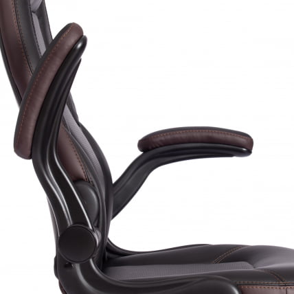 Кресло офисное BAZUKA кож/зам, черный/черный перфорированный/коричневый, 36-6/36-6/06/36-36_8