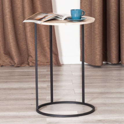 Журнальный стол Mone МДФ/металл, 45х45х70,5 см, дуб беленый/черный_4