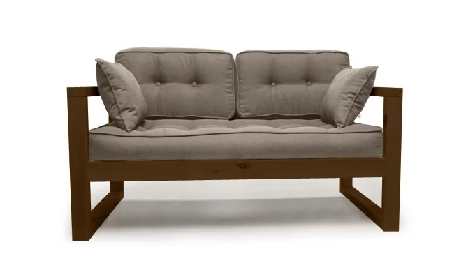 Диван двухместный DEmoku Д-2 бежевый_темный дуб_0