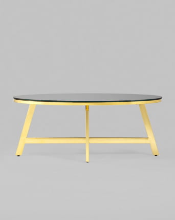 Журнальный стол АЛЬБА 100x50 Золото (стекло черное)_4