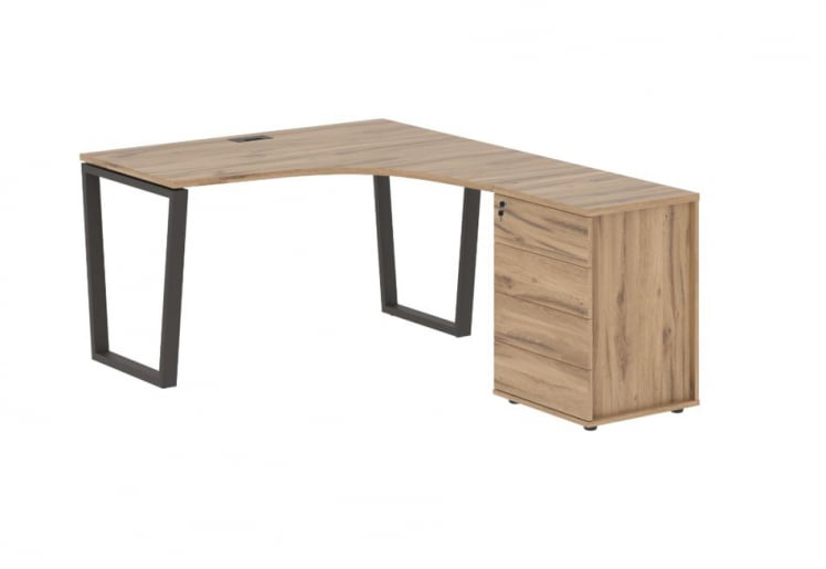 Стол эргономичный с тумбой правый EDIS EVCET 1318 R Дуб Денвер светлый Мокко_0